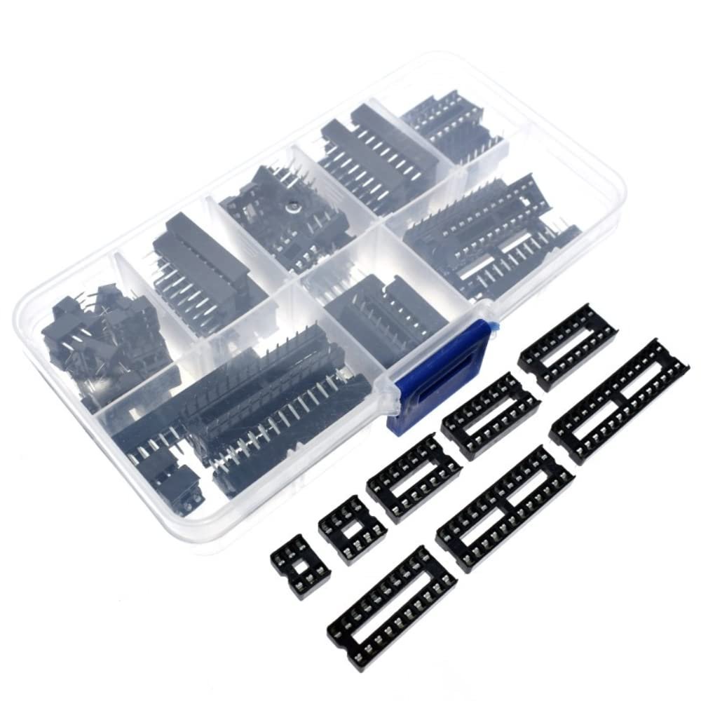 Fasizi 66-Piece DIP IC Socket Kit, 6/8/14/16/18/20/24/28 Pins