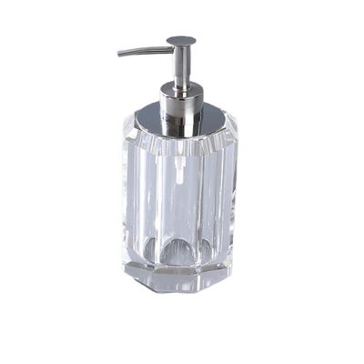 Crystal Glass Soap Dispenser, Champagne-Style Diamond-Cut Cylinder