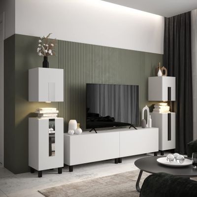 Furnitech Living Room Wall Unit with Blue LED Lighting (Future C94-22W-LB-M3-1A)