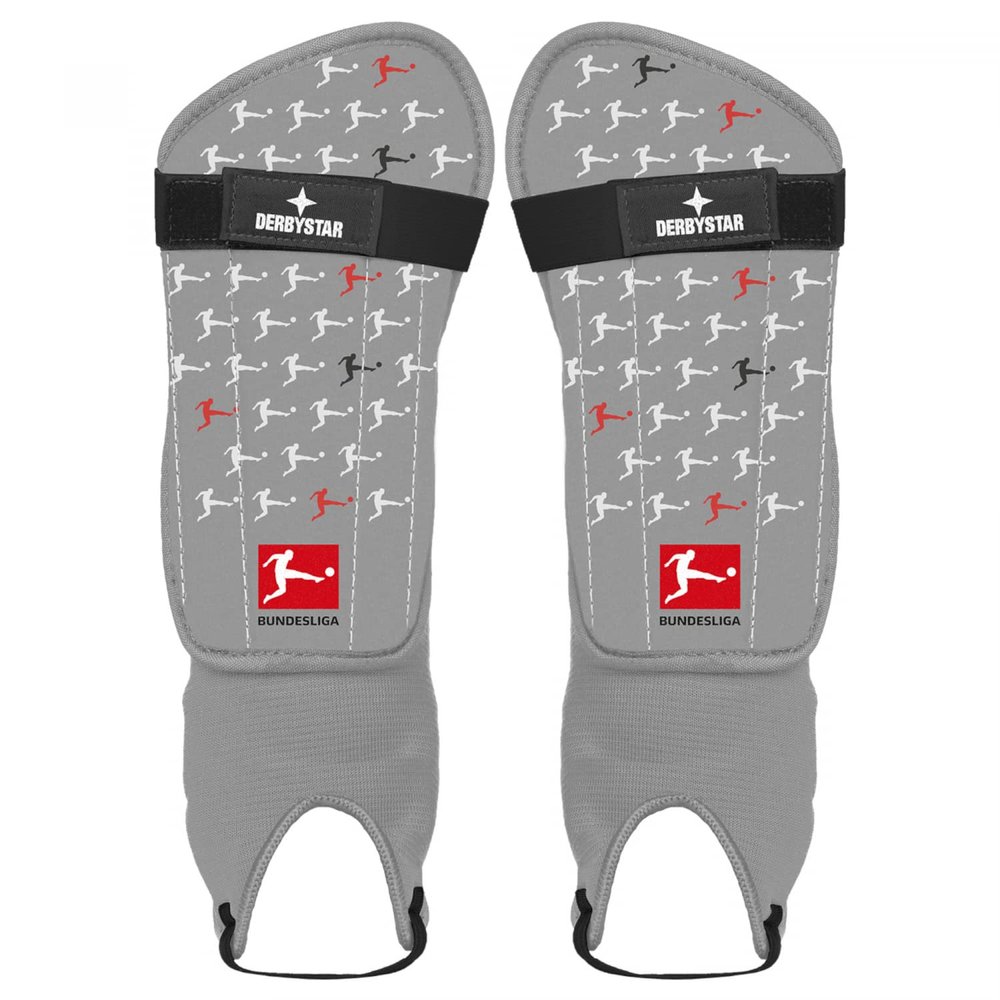 Derbystar Men's Bundesliga v22 Shin Guards, Gray/Black/Red, L
