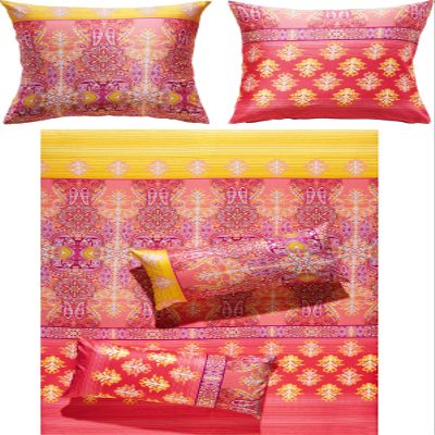 Erwin Müller Mako-Satin Bed Linen, Coral-Yellow, 1 x 135 x 220 cm + 1 x 40 x 80 cm