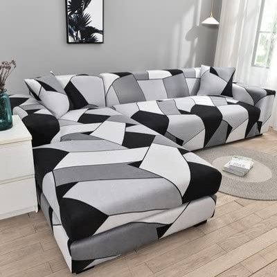 uyeoco L-Shaped Sofa Cover, Stretch Slipcover with Pillowcase, 90–140 cm