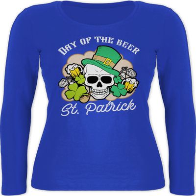 Women's Long-Sleeve Shirt, Patrick's Day of the Beer! St. Patrick's, XL, Blue