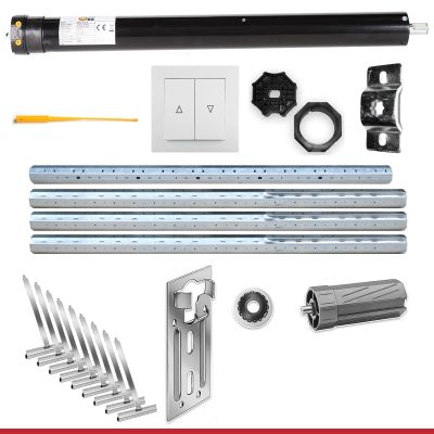 albe SW60 Steel Shaft Set for Boxes up to 475 cm, incl. Tubular Motor and Rocker Switch (50 Nm)