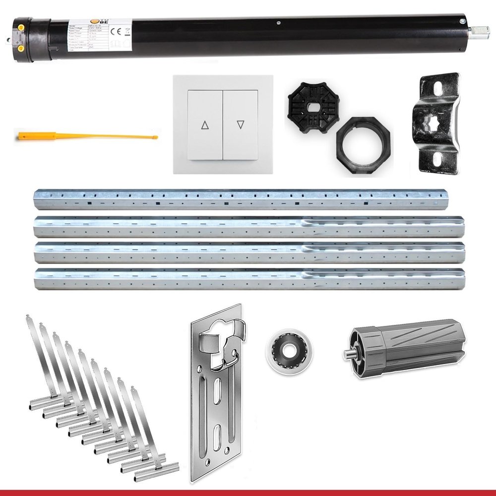albe SW60 Steel Shaft Set for Boxes up to 475 cm, incl. Tubular Motor and Rocker Switch (50 Nm)