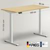 KRIEG HighDesk Basic Height-Adjustable Desk 140 x 80 cm | White + Maple view 2