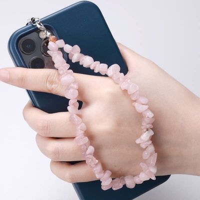 PTNKUIIY Colorful Gradient Natural Crystal Stone Phone Charm Lanyard