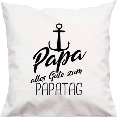 Kleckerliese Kids Pillow Cover, Dad Happy Father's Day Anchor, White, 40 x 40 cm