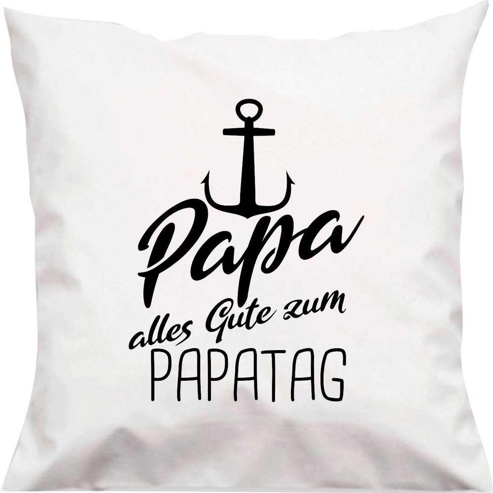 Kleckerliese Kids Pillow Cover, Dad Happy Father's Day Anchor, White, 40 x 40 cm