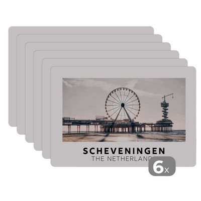 Set of 6 Vinyl Placemats 45 x 30 cm – Netherlands Beach Ferris Wheel