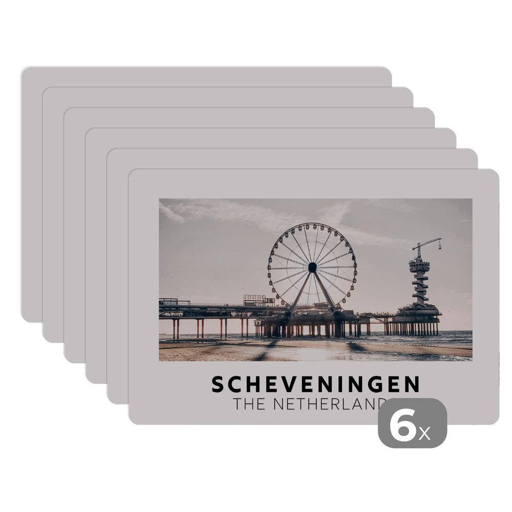 Set of 6 Vinyl Placemats 45 x 30 cm – Netherlands Beach Ferris Wheel