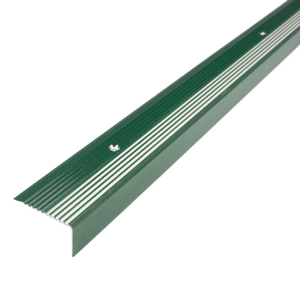 PROVISTON Stair Nosing | 20 x 40 x 2700 mm | Drilled, Green, Glow-in-the-Dark Anodized Aluminum Angle Profile