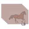 Horse and Letters Pink Placemats for Girls, 6-Piece Set, 45 x 30 cm view 1