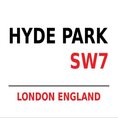 Tin Sign 20 x 30 cm Hyde Park SW7 London England Heide Park White Plaque Wall Decor Bar Pub Café Collector's Gift