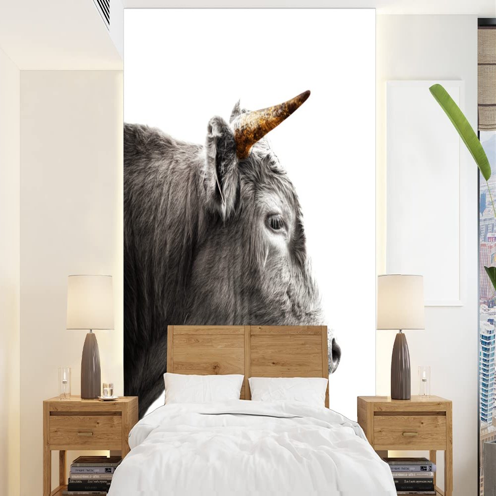 Photo Wallpaper Wall Decor 165 x 220 cm Scottish Highlander - Gold - Black