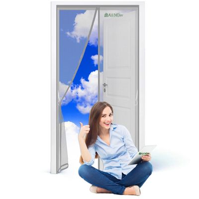 Magnetic Fly Screen Curtain 220 x 220 cm, Self-Closing, Gray