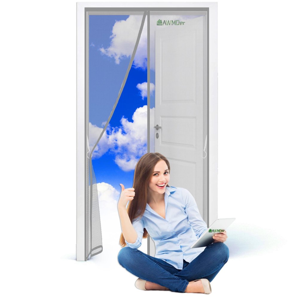 Magnetic Fly Screen Curtain 220 x 220 cm, Self-Closing, Gray