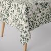 SCHÖNER LEBEN. Leaf Digital-Print Tablecloth, Off-White/Green view 1