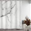 Natural Marble Print Shower Curtain, Machine Washable, White and Gray, 100 x 200 cm (W x H) view 1