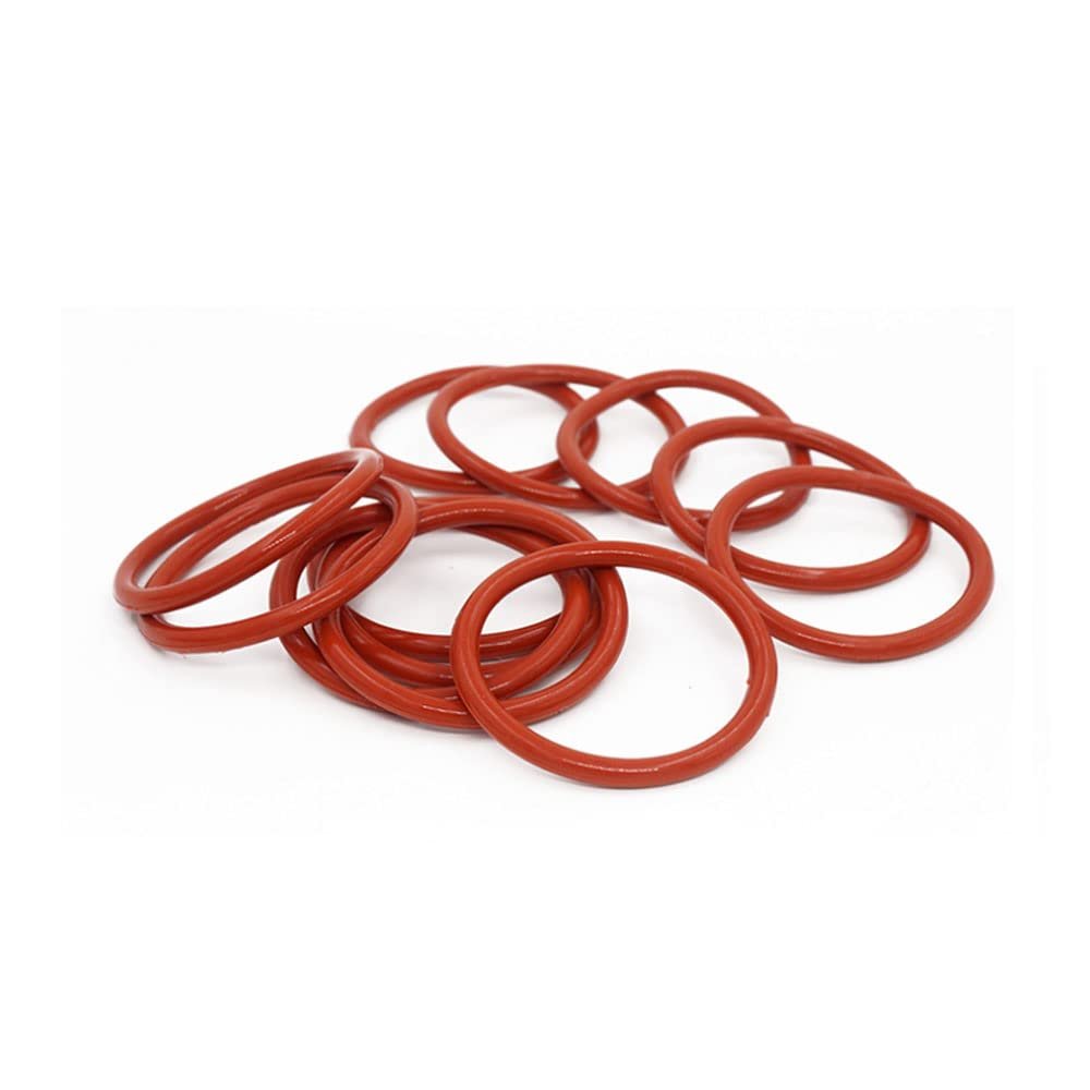15-Piece Red Silicone O-Ring Set, 2.65 mm Cross-Section, 28.92 × 23.62 × 2.65 mm