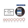 15-Piece Red Silicone O-Ring Set, 2.65 mm Cross-Section, 28.92 × 23.62 × 2.65 mm view 2