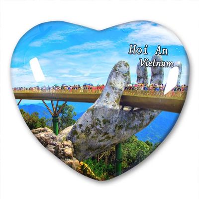 Vietnam Hoi An Heart-Shaped Crystal Glass Refrigerator Magnet
