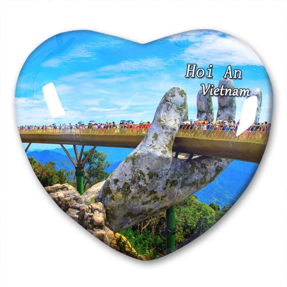 Vietnam Hoi An Heart-Shaped Crystal Glass Refrigerator Magnet