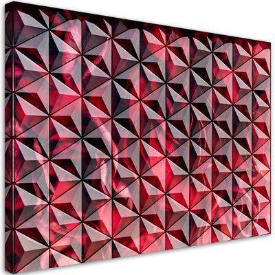 Feeby 1-Piece Canvas Wall Art, 60 x 40 cm, Red Rose Flowers, Abstract Geometric Pattern