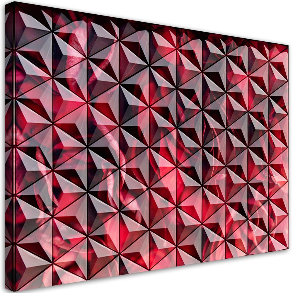 Feeby 1-Piece Canvas Wall Art, 60 x 40 cm, Red Rose Flowers, Abstract Geometric Pattern