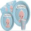 Ciao Primo Compleanno Party Tableware Set for 24, 112 Pieces, Sky Blue view 1