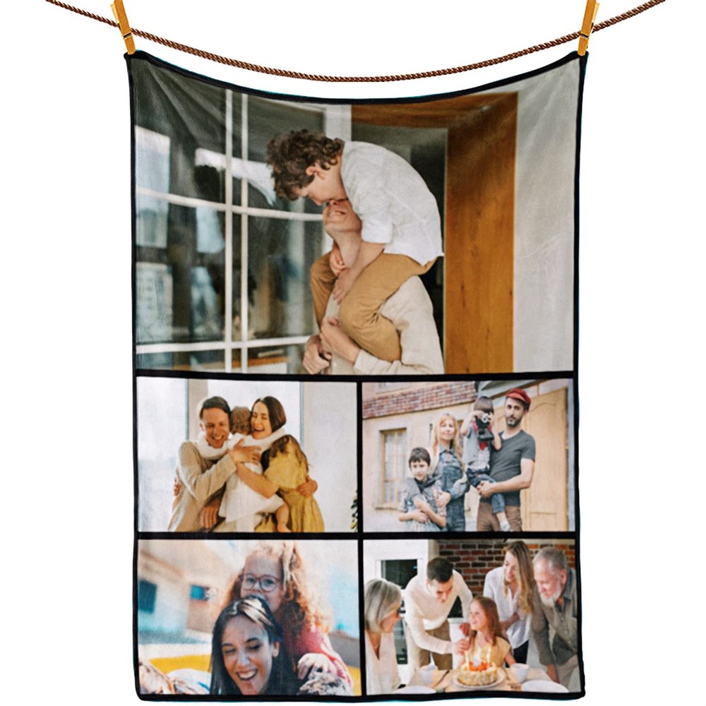Personalized Photo & Text Flannel Throw Blanket