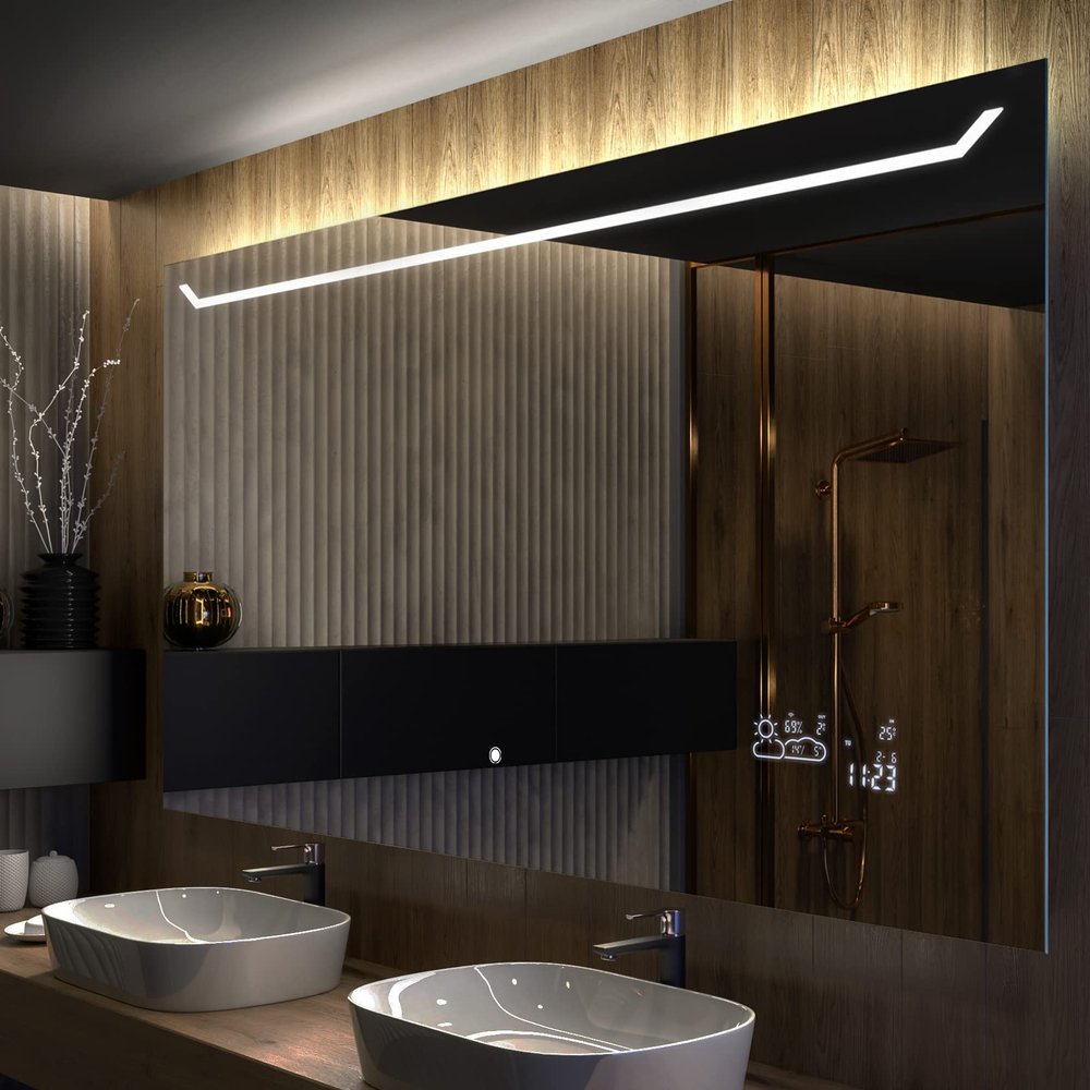 Artforma LED Bathroom Mirror with Lighting, 130 x 70 cm, Framed
