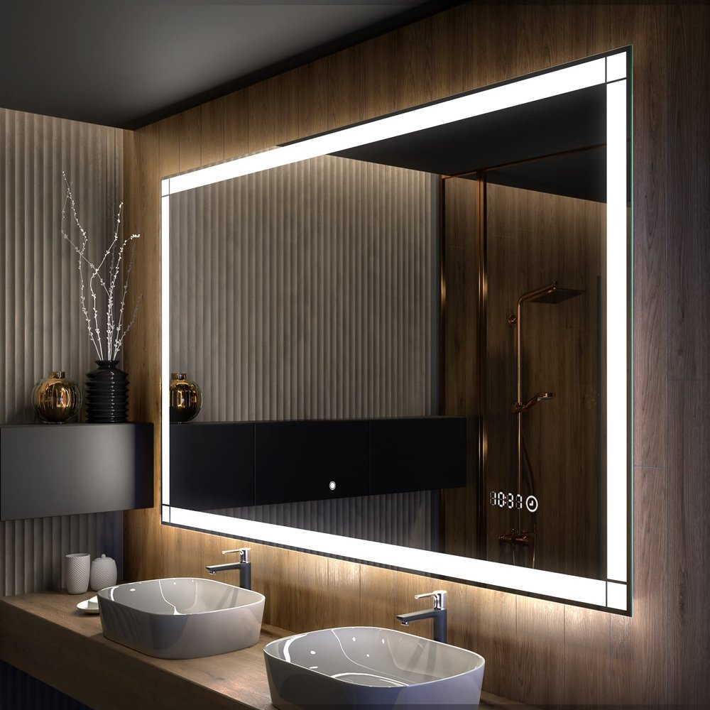 Artforma Illuminated Bathroom Mirror, 100 x 80 cm, Custom-Made, Frameless