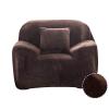 Treer Velvet Sofa Cover, 4-Seater, Solid Coffee view 1