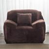 Treer Velvet Sofa Cover, 4-Seater, Solid Coffee view 2