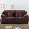 Treer Velvet Sofa Cover, 4-Seater, Solid Coffee view 3