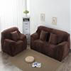 Treer Velvet Sofa Cover, 4-Seater, Solid Coffee view 4