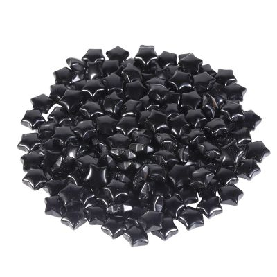 mookaitedecor Set of 15 Mini Star-Shaped Crystals, Polished Worry Stones for Reiki Balancing and Jewelry Making, Black Obsidian