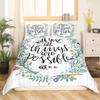 Inspirational Quote Botanical Leaf Duvet Cover Set, 220 x 240 cm view 1