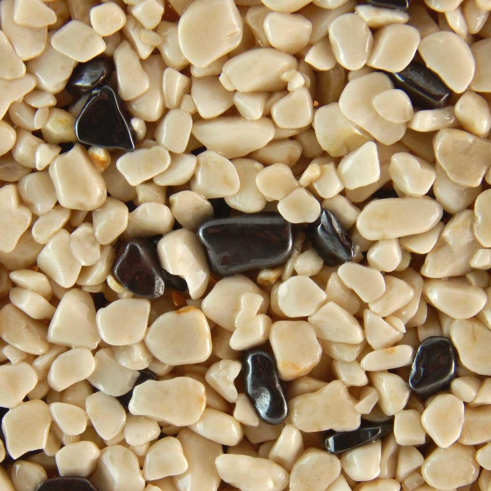 Terralith Gemstone Carpet Mix Hematite/Beige Complete Set for 1 m² – 2–4 mm, Epoxy Resin Binder, Outdoor, Black Semi-Precious Stones