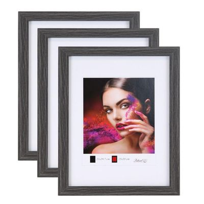 IDEAL TREND HR-25 3-Piece Gray Wood Picture Frame Set with Plexiglass, 30 x 40 cm