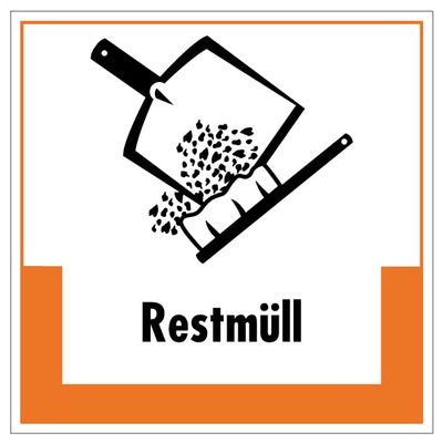 Residual Waste Disposal Sticker, Self-Adhesive Orange Film, 20 x 20 cm