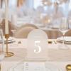 UNIQOOO Wedding Table Number Set with Frosted Arch, 12.7 x 17.8 cm, Printed Calligraphy, Table Number Signs and Holders view 2