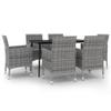 vidaXL 7-Piece Garden Dining Set with Cushions, Poly Rattan and Glass view 1