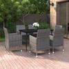 vidaXL 7-Piece Garden Dining Set with Cushions, Poly Rattan and Glass view 2