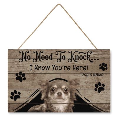 NA Welcome Porch Sign "Welcome Porch Sign Chihuahua No Need To Knock" Dog House Sign, Farmhouse Wood Decor, 25 x 40 cm