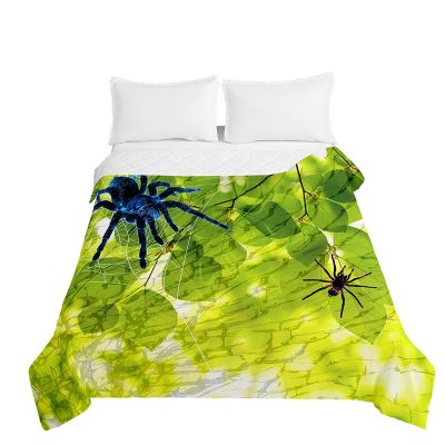 Odot 3D Spider Quilted Bedspread, Purple Psychedelic, 150 x 200 cm