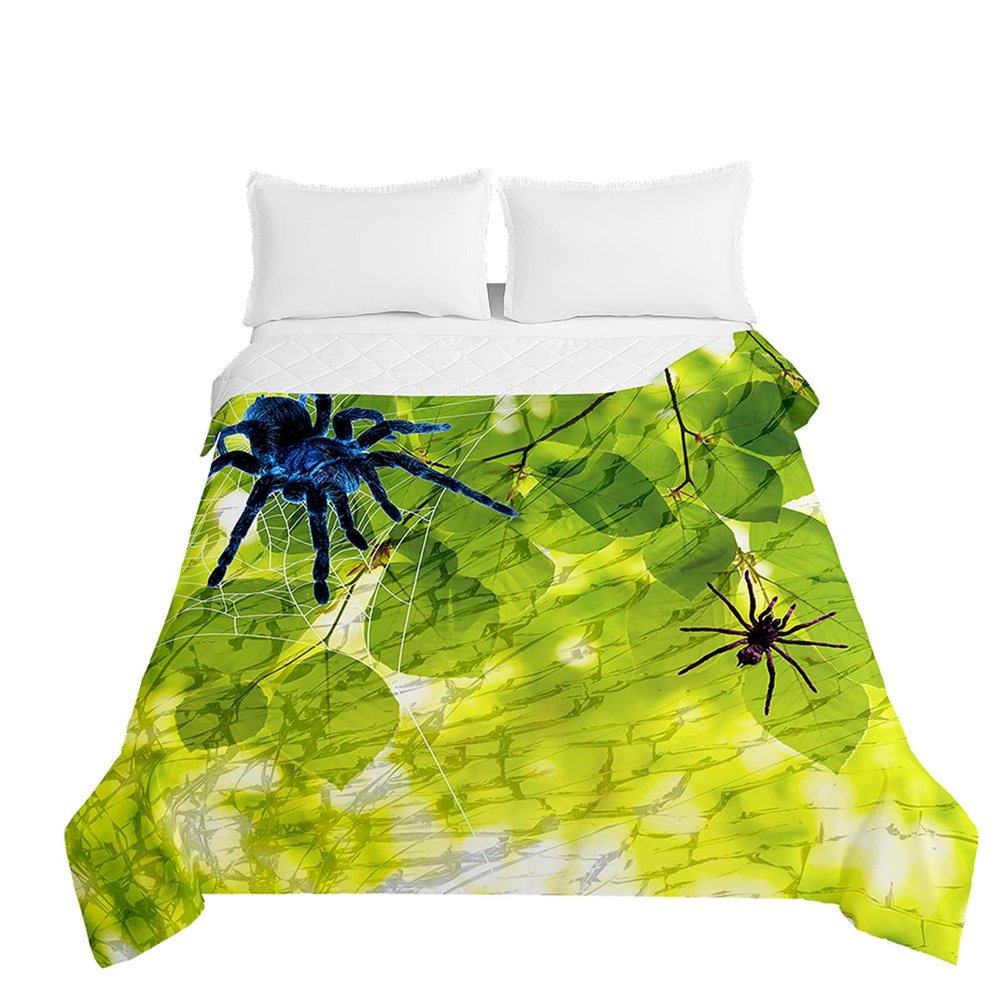 Odot 3D Spider Quilted Bedspread, Purple Psychedelic, 150 x 200 cm