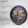 CLXEAST 60 cm Wall Clock with Moving Gears and World Map, Large Black and Gold Metal Clock for Modern Farmhouse Living Room Decor view 2