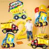 XXL Foil Balloon *VEHICLES* for Gifts or Theme Party Decor | Police Car, Wheel Loader, Fire Truck, Tractor, Excavator, Truck | Children's Birthday Party Decoration, Edition: Wheel Loader, 66 x 53 cm view 4